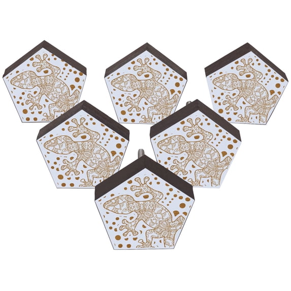 IBA Indianbeautifulart Red Engraved Knobs Wooden Wardrobe Knobs Cabinet Drawer Pull 10 Pcs