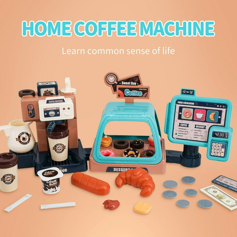 Kids Coffee Maker Toy, Pretend Play Toy Coffee Shop, Coffee Maker Machine  with Sound, Real Water for Boys Girls