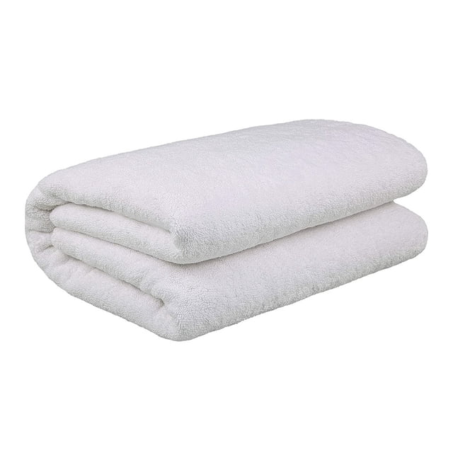Melocotton 1 Toalla Extra Grande Blanca Linea Hotelera (190x90cm) 100% Algodón Hilo Open,950 Gramos. Ideal para Hogar, Hoteles y Hospitales. Práctica y Fácil de Lavar. Body Towel
