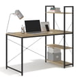thumbnail image 4 of Ames 47" Reversible Gaming Computer Desk with Adjustable Shelves, Home Office Desk, Grommet Cable-Management, Leveler Feet, Easy Assembly, Black/Yellow Oak, 4 of 10
