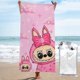 thumbnail image 1 of Toalla de playa Labubu, suave, de secado rápido, resistente a la arena, para natación, piscina, yoga, gimnasio, camping, toallas de baño ligeras, regalo para niños, niñas, niños y adultos, 27,5 x 55, 1 of 8