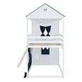 thumbnail image 2 of Harper & Bright Designs Twin Over Twin Bunk Wood House Bed with Elegant Windows Sills and Tent, Twin House Bunk Beds for Bedroom, Blue, 2 of 17