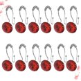 thumbnail image 2 of 12PCS Rust Resistant Double Hooks Glide Shower Ring Hangs for Both Shower Curtain and Liner (Stainless Steel Hook, Red), 2 of 8