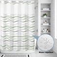 thumbnail image 2 of No Hook Shower Curtain, Sage Green Stripes Shower Curtains for Bathroom with See Through Top Window, Modern Simple Gradient Waves Lines Waterproof & Washable Bath Curtain 60"x72", 2 of 9