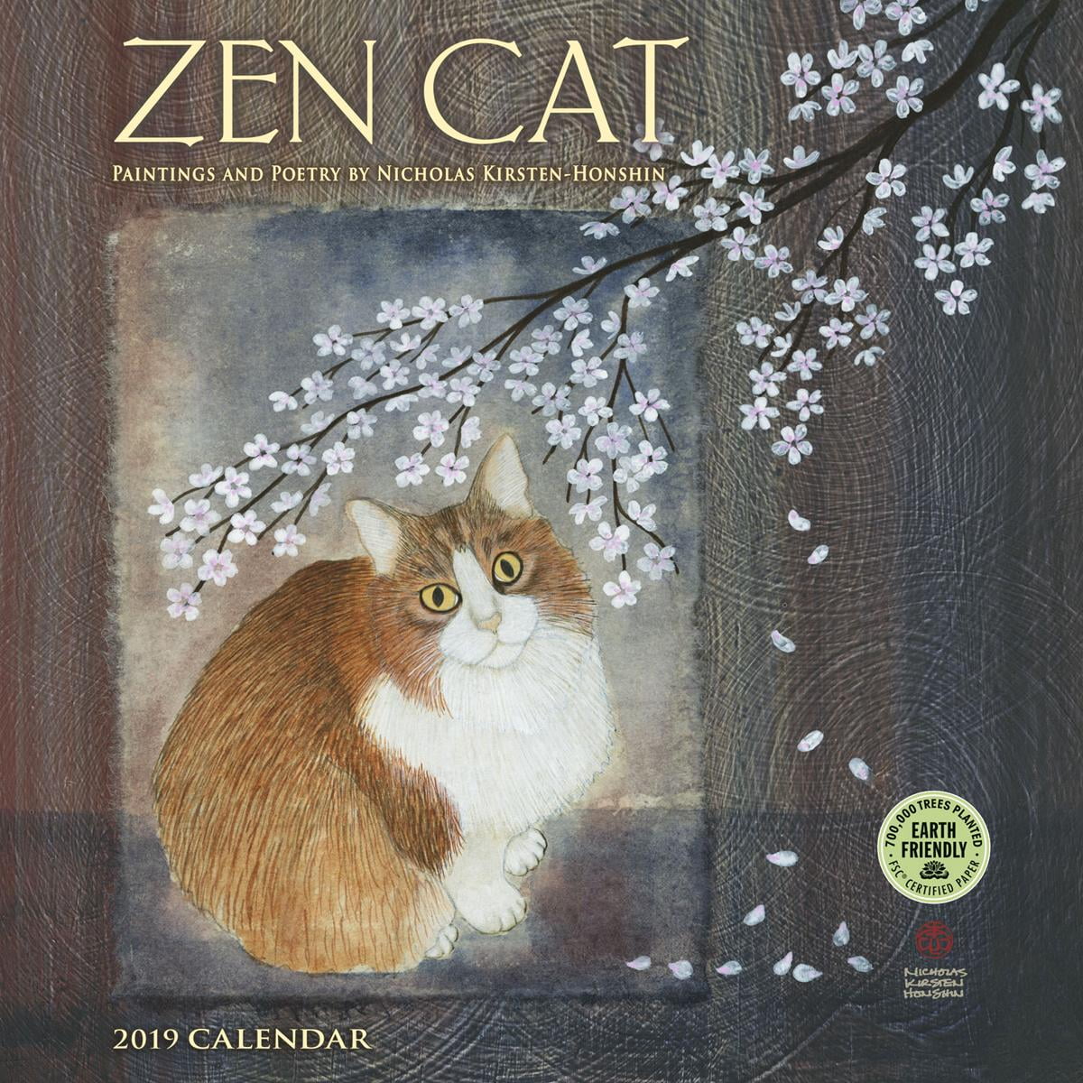 Zen Cat 2019 Wall Calendar Paintings and Poetry by Nicholas Kirsten