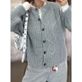 thumbnail image 4 of Women'S Casual Long Sleeve Crewneck Button Down Cardigan Sweater Knit Outwear Gray XL, 4 of 7
