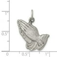 thumbnail image 2 of 925 Sterling Silver Solid Satin Oxidized Antiqued Praying Hands Charm 26x15mm Wide Pendant Necklace for Women, 2 of 2