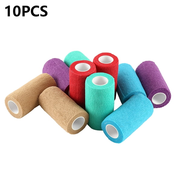 NKTIER 10 Rolls Self Adherent Bandage Tape Cohesive Bandage Rolls & Sports Athletic Wrap for Ankle, Wrist, Sprains and Swelling, Wrap bulk stretch Tape