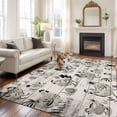 thumbnail image 3 of Rectangle Area Rugs 8 x 10 Ft, Vintage Rooster Farmhouse Non-Slip Residential Carpet, Grey Wooden Farm Animals Striped Indoor Crawling Mats Runner Rugs for Living Room/Dining Room/Bedroom, 3 of 9