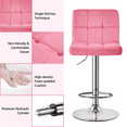 thumbnail image 3 of Topeakmart 2pcs Adjustable Velvet Counter Bar Stools with Backrest for Dining Room, Pink, 3 of 9