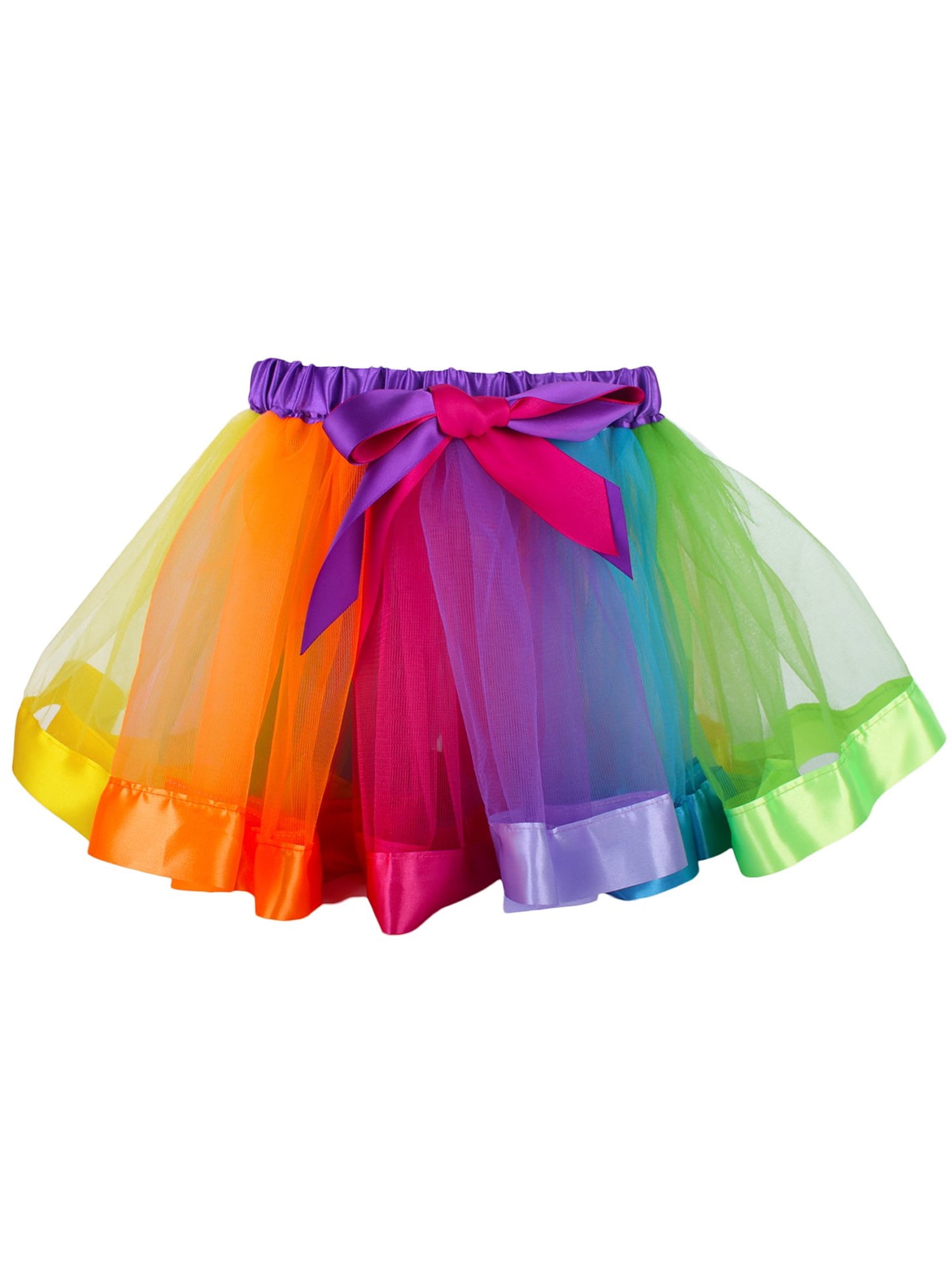 ezShe Little Girls Rainbow Tutu Skirt Layered Bubble Skirt 