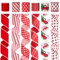 thumbnail image 1 of Cinta Navideña KINGLAKE Roja y Blanca con Alambre 2,5" 30 Yardas 6 Rollos, 1 of 7