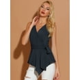 thumbnail image 3 of INSPIRE CHIC Hauts d'Été Sans Manches à Encolure en V Portefeuille à Taille Nouée pour Femmes, 3 of 6