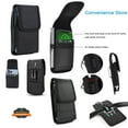 thumbnail image 2 of For Apple iPhone 16 Plus (6.7") Vertical Nylon Canvas Holster Universal Cell Phone Pouch Velcro Closure with Credit Card Slot & Belt Clip Loop Carabiner - Black, 2 of 8