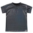 thumbnail image 3 of YONGHS Kids Girls Sparkle Metallic Jazz Hip Hop Dance Tops Short Sleeve T-Shirt Tees Black 7-8, 3 of 7