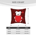 thumbnail image 4 of Velvet Decorative Throw Pillow Covers Set of 2, Soft Square Cushion Cover with Invisible Zipper Romantic Bear Heart Printing, 18"x18", 4 of 7