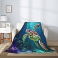 thumbnail image 4 of PHELIKA Sea Turtle Swiming In Underwater 02 All Season Soft Throw Blanket Lightweight Flannel Fleece Blankets 50"x40", 4 of 8