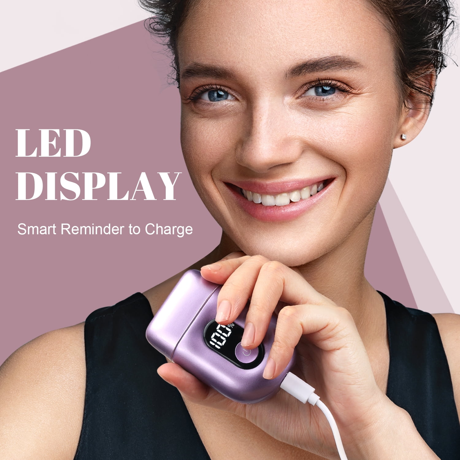 Nogroa Electric Razor for Women: Mini Electric Foil Shaver with IPX7 Waterproof Led Display - Rechargeable Bikini Trimmer - Cordless Portable Body Hair Trimmer for Underarm Leg Arm Face, Purple