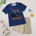 thumbnail image 2 of TOWED22 Baby Boy Summer Outfits 2 Pieces Short Sleeve Shirt Top Giraffe Graphic Elastic Waist Shorts Clothes(Navy,11-12 Y), 2 of 5