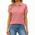 thumbnail image 2 of 3-Button Quick Dry Women'S Short Sleeve Polo Shirts Collared Golf Running Tennis Workout Tops,Watermelon Red M, 2 of 5
