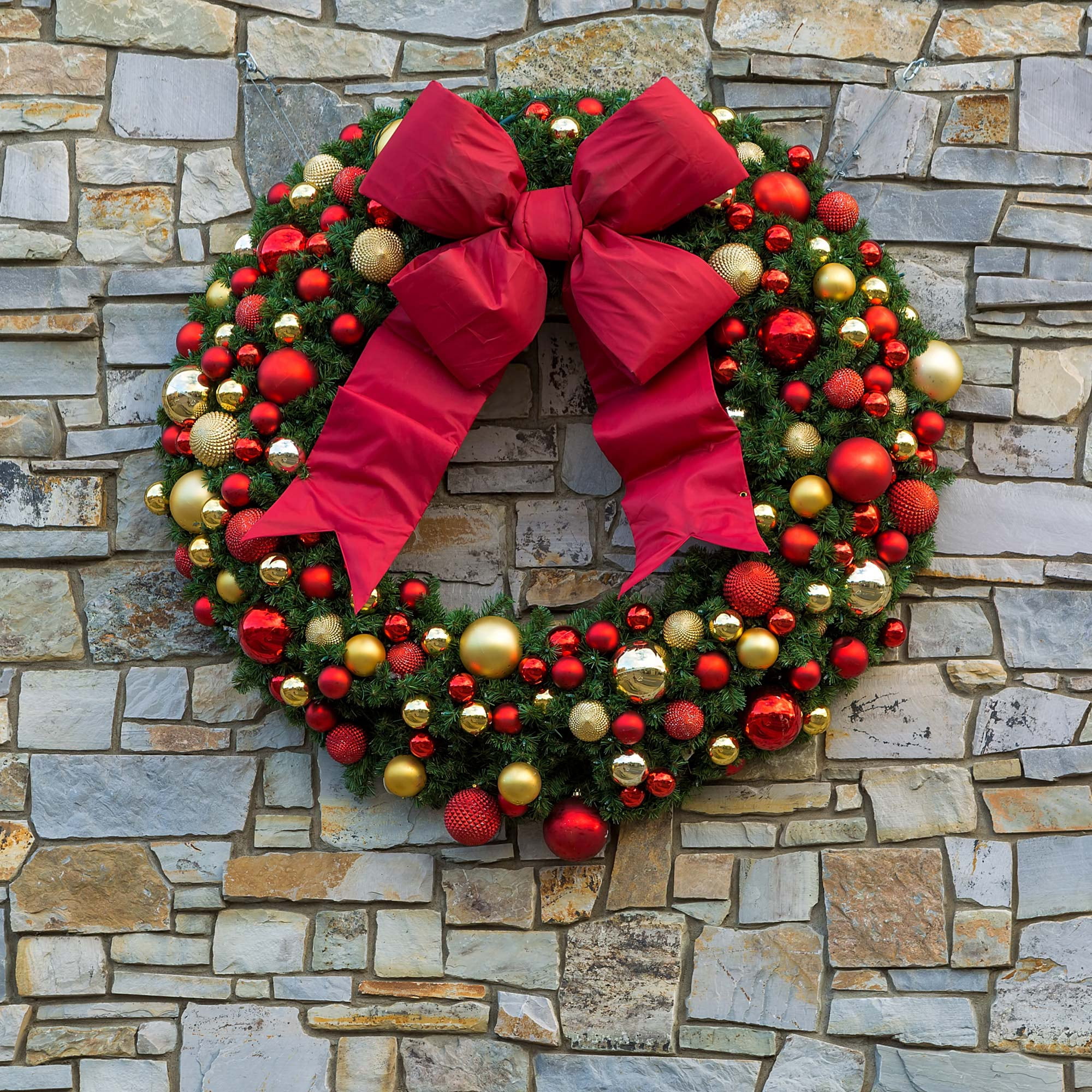 Big Red Christmas Outdoor Bows, Commercial-Grade 3D Structural Nylon Outdoor Christmas Bows, 24 Inch