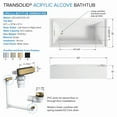 thumbnail image 3 of Transolid Uatln603215-R Unity 60" X 32" Three Wall Alcove Acrylic Soaking Tub - White, 3 of 6