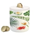 thumbnail image 1 of Plant Piggy Bank, Diverse Pattern of Leaves and Flowers from Tropical Lands Heliconia Philodendron, Ceramic Coin Bank Money Box for Cash Saving, 3.6" X 3.2", Multicolor, by Ambesonne, 1 of 4