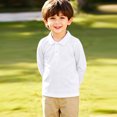 thumbnail image 2 of Toddler Kids Collared Long Sleeve Cotton Polo Shirts Boys Girls Basic Daily Wear School Uniform Shirts 2026,4Y,White, 2 of 4