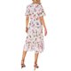thumbnail image 5 of Sunloudy Vestido de verano para mujer, cuello en V, manga corta, cintura alta, dobladillo con volantes, estampado floral, vestidos midi Sunloudy S M L XL XXL, 5 of 8