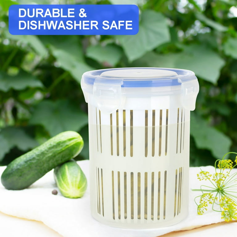CHENGU 6 Pack Pickle Container with Strainer Jalapeno Storage Container  Plastic Pickle Jar Containers Large Pickle Keeper Pickled Food Container  for