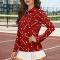 thumbnail image 3 of Yuyamidu Candy Canes Long Sleeve Athletic Shirts for Women Size 2XL Red Christmas Zip Up Golf Tennis Hiking Shirt Cute Active Workout Tops for Sport, 3 of 8