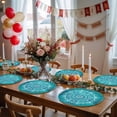 thumbnail image 5 of Turquoise Boho Round 13 Inch Placemats Set of 4, Abstract Art Floral Ethnic Tribal HeatResistant Non Slip Place Mats for Dining Table, Wipeable Braided Kitchen Table Mats for Housewarming, 5 of 9