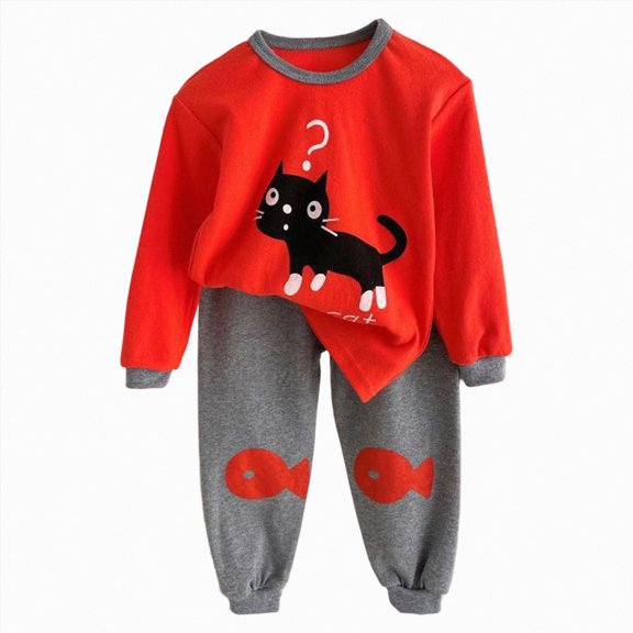 TOWED22 Toddler Baby Boy Outfit Fall Winter Boy Clothes Long Sleeve Cute Cartoon Sweatshirts Pants Outfits 3 Months-6T Size:11-12 Y,Color:Red