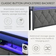 thumbnail image 2 of King Size Bed Frame with LED Lights, Charging Station and Storage Headboard, Upholstered Platform Bed Frame with Heavy Metal Slats, No Box Spring Needed, Noise Free, Easy Assembly, Dark Gray, 2 of 10