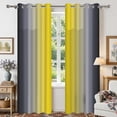thumbnail image 3 of Aofoto Yellow Black and Grey Ombre Blackout Curtains 42 x 84 Inch, Room Darkening Thermal Insulated Energy Saving Grommet Curtains, 2 Panels, 3 of 6