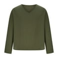 thumbnail image 3 of MIXUE Mens T-Shirts Summer Solid Color V Neck Long Sleeve Casual Beach Pullover Tops T Shirts Activewear,Green,XXXL, 3 of 4