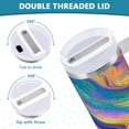 thumbnail image 5 of Ryvnso 40 oz Tumbler with Handle and Straw Insulated Stainless Steel Travel Mug with Lid Tie Dye Rainbow Pattern, 5 of 9