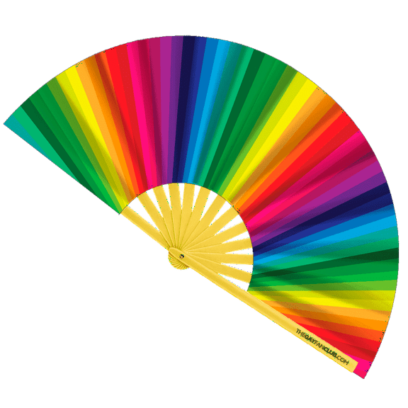 Rainbow Folding Fan – Colorful Bamboo Folding Hand Fan for Pride Parades & Celebrations