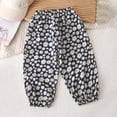 thumbnail image 2 of Kilaqueen Toddler Baby Breathable Cotton Pants Elastic Waist Anti-Mosquito Long Pants with Cuffed Ankles Cute Print Summer Fall Long Pants 6M-12Y, 2 of 3