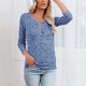 thumbnail image 3 of Blusa azul de cuello redondo y manga larga para mujer con botones - Casual y elegante XXL, 3 of 5
