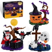 Halloween Building Blocks Set, Amshine Pumpkin Ghost Bat Vampire Dog Raven Bricks Kit, Cute Halloween Party Favors & Gifts for Kids Boys Girls