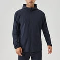 thumbnail image 2 of Windbreaker Jackets for Men Solid Color Outdoor Climb Sport Run Pocket Zipper Long Sleeved Hooded Windbreaker Men Navy S, 2 of 8