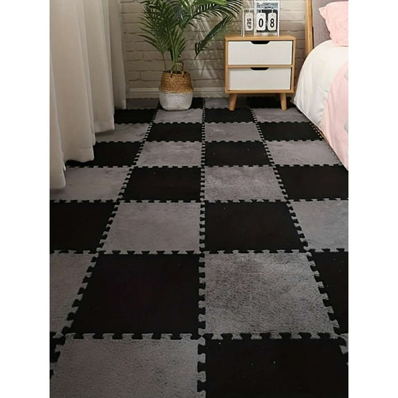 12/24/48pcs Interlocking Plush Foam Mats - Soft Anti-Slip Floor Tiles for Home, Kids Room, Gym, Playroom & Nursery