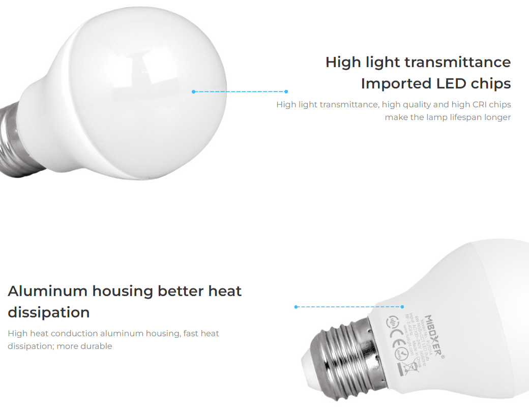 FUT014 E26 - 6W RGB+CCT LED Bulb (2.4G)
