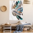 thumbnail image 2 of Feathers Tapestry, Vaned Types and Natal Contour Flight Bird Feathers and Animal Skin Element Print, Wall Hanging for Bedroom Living Room Dorm Decor, 60W X 80L Inches, Teal Brown, by Ambesonne, 2 of 5