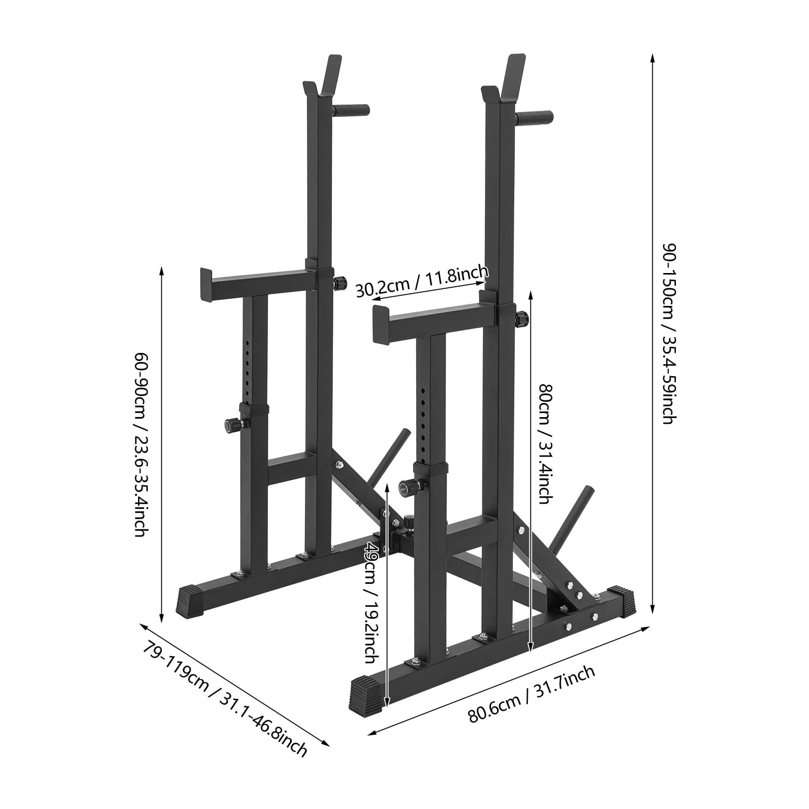ToppiJoy Adjustable Squat Rack for Home Gym, Multi-Function Barbell Rack for Weightlifting, Squats, Bench Press Portable Squat and Bench Rack, Load 550lbs