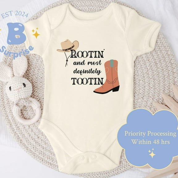 Cowboy Baby Onesie, Rootin' And Tootin' Country Western Bodysuit, Cute Western Baby Outfit Cute Baby Onesie, BABY BODYSUIT LAT 4424