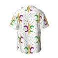 thumbnail image 2 of Balery Mardi Gras Carnival1 Men's Casual Button Down Shirt Short Sleeve Textured Summer Cuban Beach Shirts-Small, 2 of 7