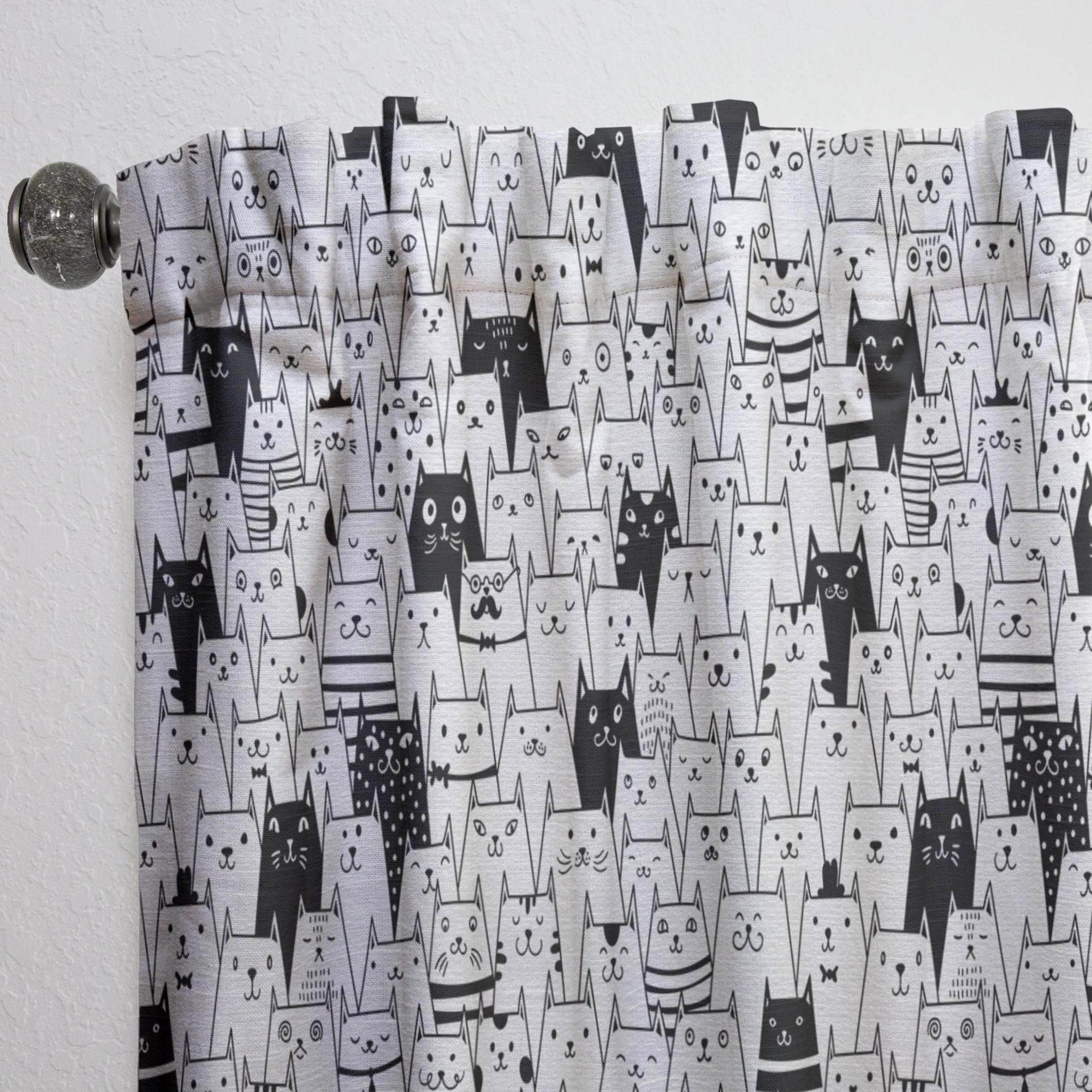 Designart 'Cats Pattern Collage' Modern Curtain Panel