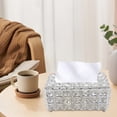 thumbnail image 4 of Modern Silver Tissue Box Holder with Crystal Accents – Waterproof, Removable Cover, Elegant Design for Home, Bathroom, Office, 4 of 10